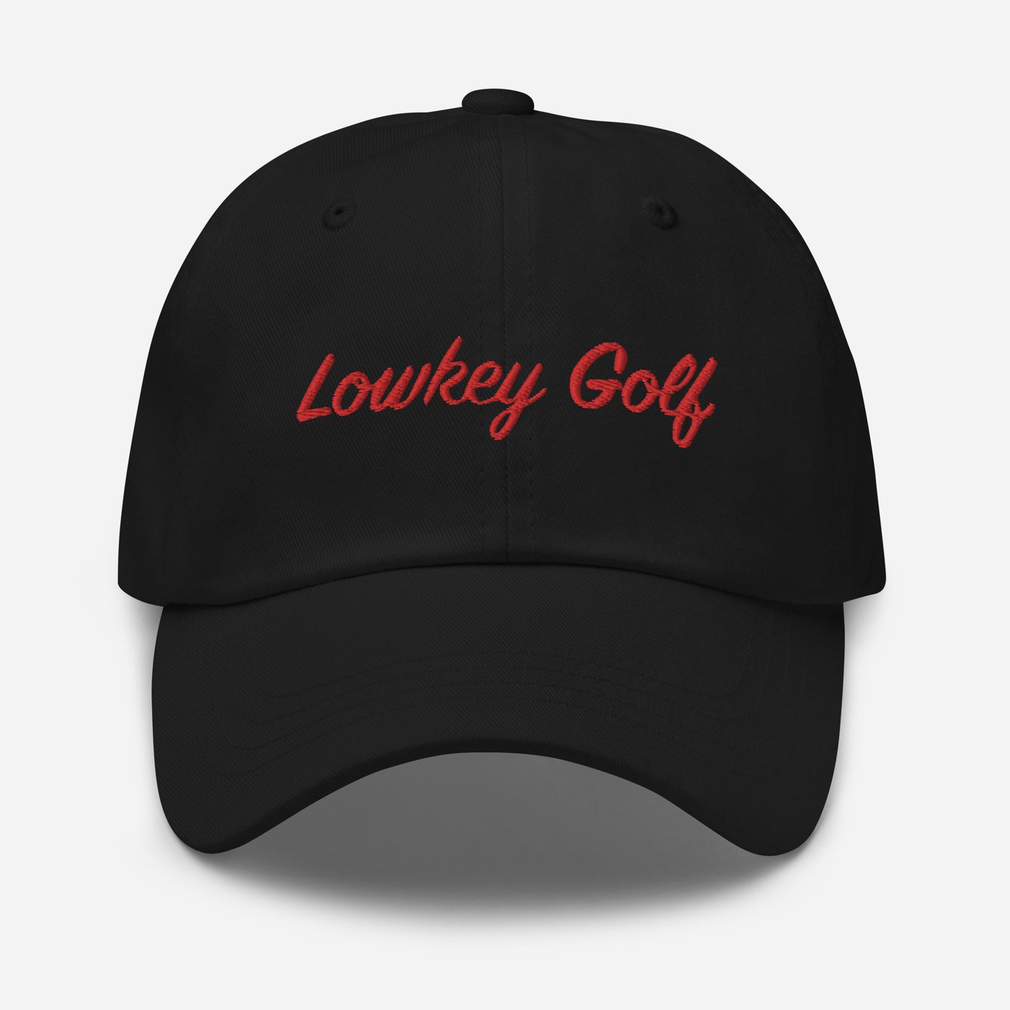 100yd Red Lowkey Golf Dad hat
