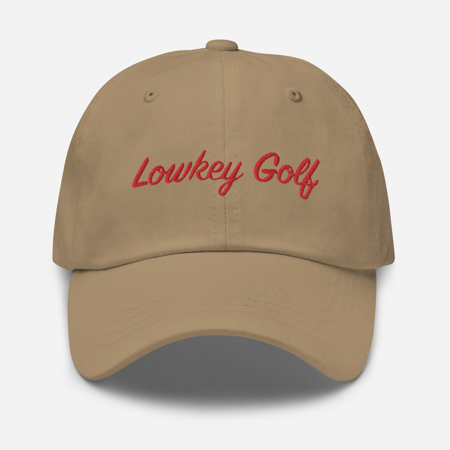 100yd Red Lowkey Golf Dad hat