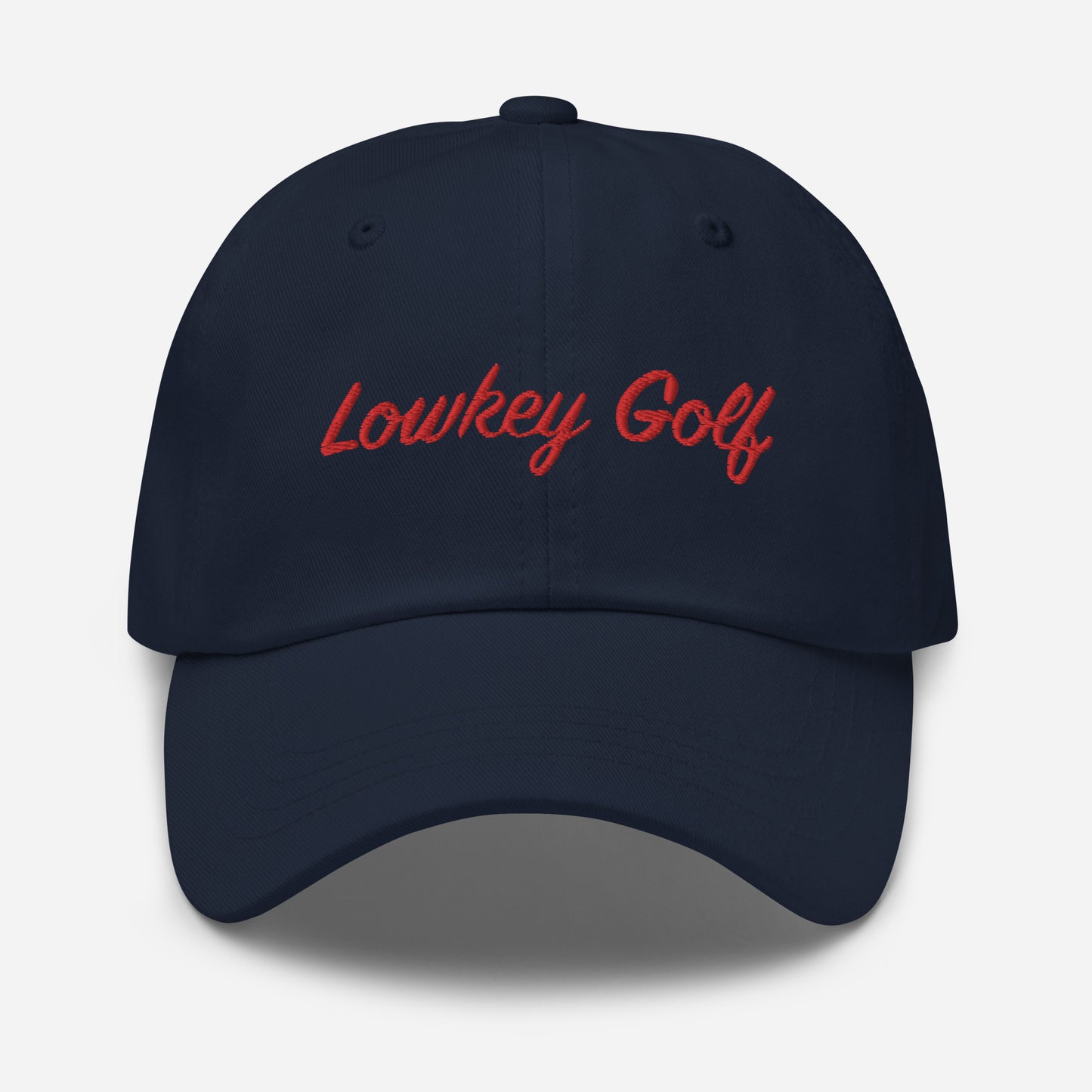 100yd Red Lowkey Golf Dad hat