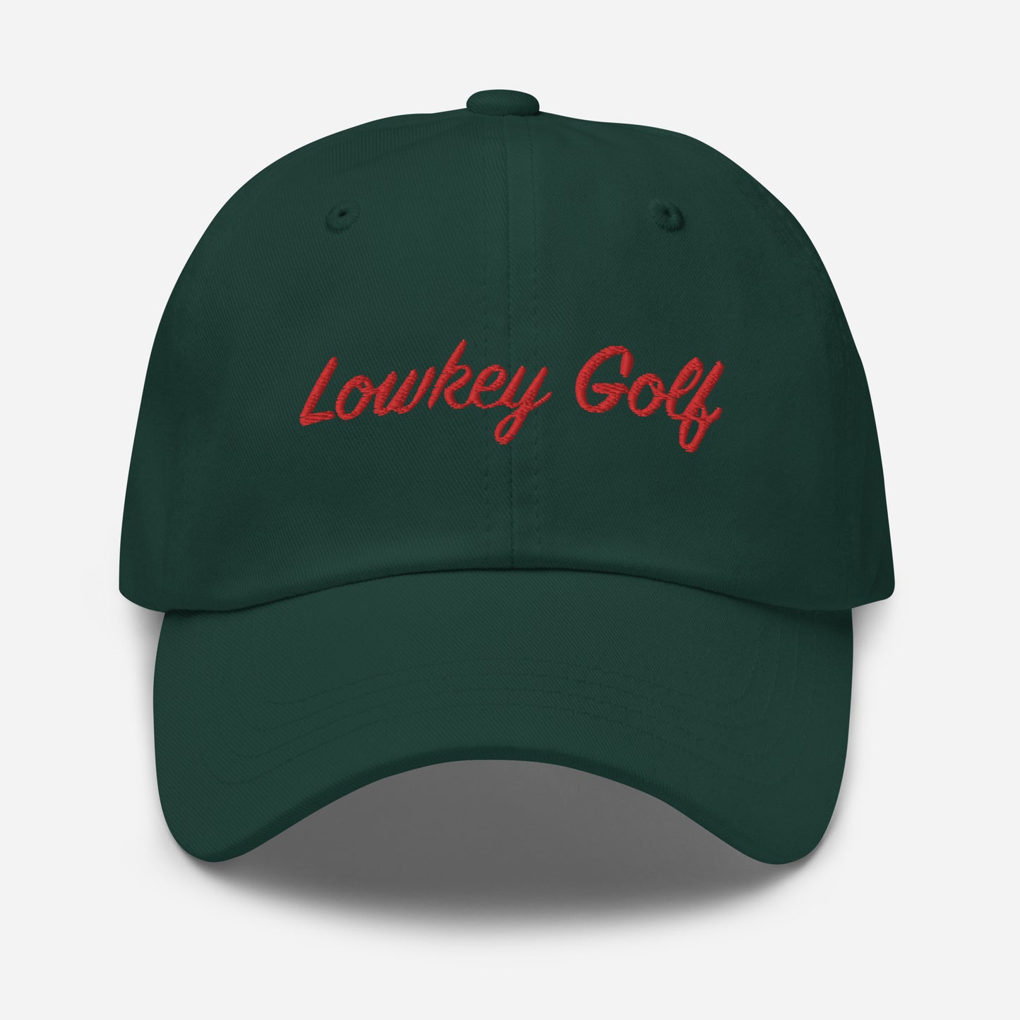 100yd Red Lowkey Golf Dad hat