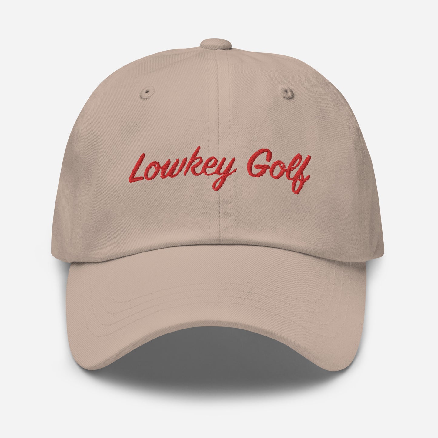 100yd Red Lowkey Golf Dad hat