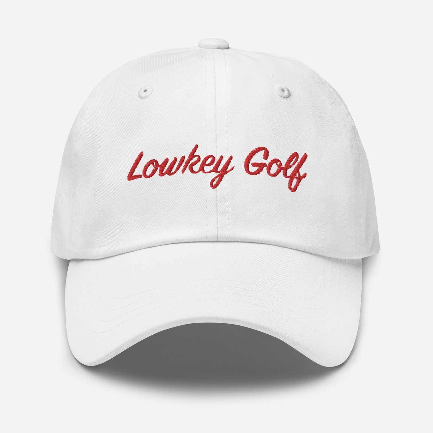 100yd Red Lowkey Golf Dad hat